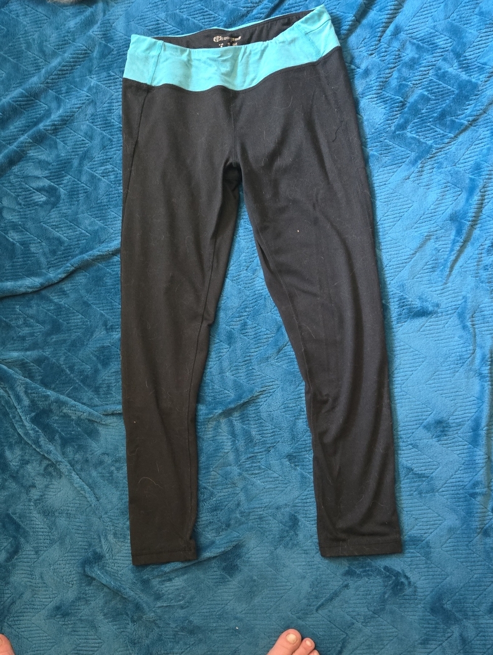 3/$20 Champion Womans Black Leggings with Teal Waistband
